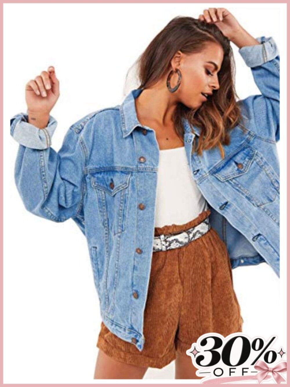 Oversized Vintage Denim Jacket Long Sleeve Boyfriend Coat